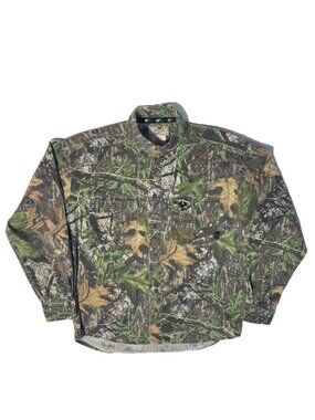Mossy Oak Vintage 90s Woodland Camo Hunting Shirt Button Up Long Sleeve Medium